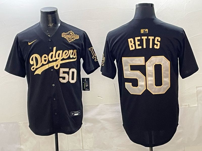 Men Nike 2026 Los Angeles Dodgers #50 Betts black Gold Game MLB Jersey 1215